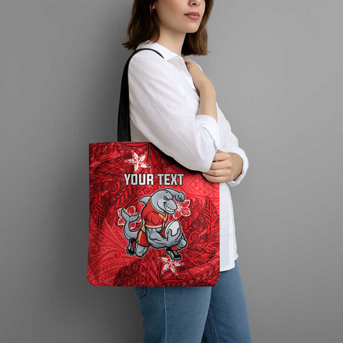 Personalised Dolphins Tote Bag Polynesian Tribal Pattern With Rugby Dolphin Mascot Art