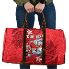 Personalised Dolphins Travel Bag Polynesian Tribal Pattern With Rugby Dolphin Mascot Art