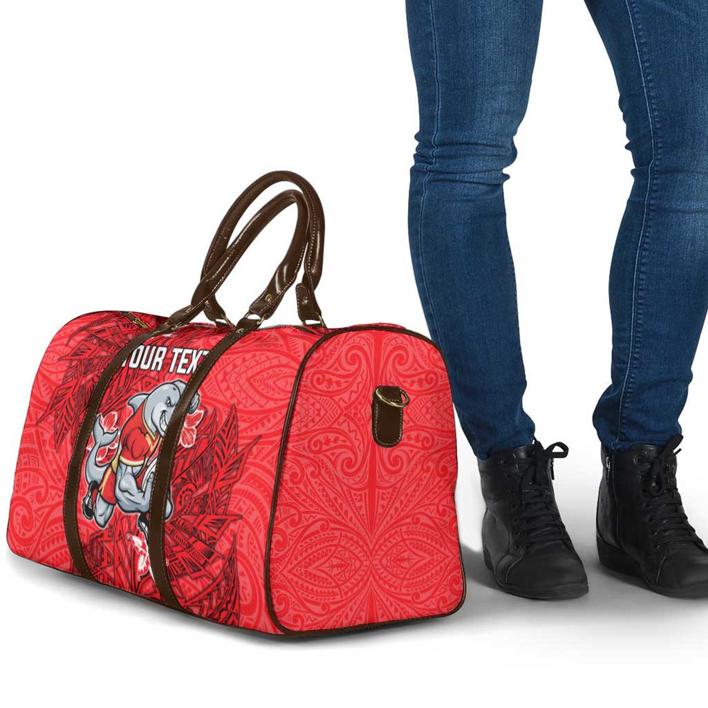 Personalised Dolphins Travel Bag Polynesian Tribal Pattern With Rugby Dolphin Mascot Art