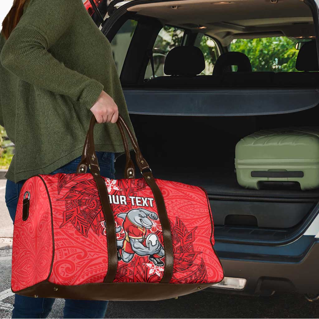 Personalised Dolphins Travel Bag Polynesian Tribal Pattern With Rugby Dolphin Mascot Art