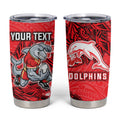 Personalised Dolphins Tumbler Cup Polynesian Tribal Pattern With Rugby Dolphin Mascot Art