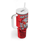 Personalised Dolphins Tumbler With Handle Polynesian Tribal Pattern With Rugby Dolphin Mascot Art