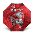 Personalised Dolphins Umbrella Polynesian Tribal Pattern With Rugby Dolphin Mascot Art