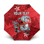 Personalised Dolphins Umbrella Polynesian Tribal Pattern With Rugby Dolphin Mascot Art