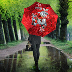 Personalised Dolphins Umbrella Polynesian Tribal Pattern With Rugby Dolphin Mascot Art