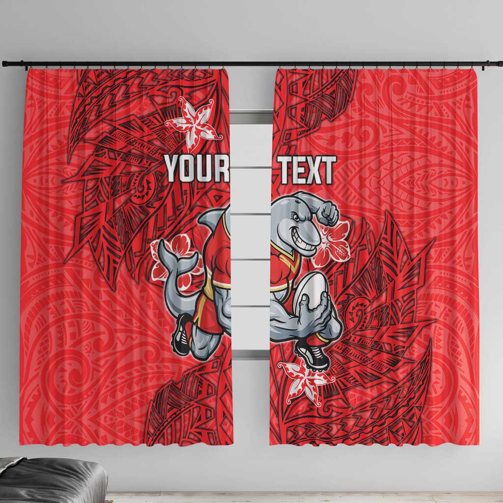 Personalised Dolphins Window Curtain Polynesian Tribal Pattern With Rugby Dolphin Mascot Art