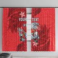 Personalised Dolphins Window Curtain Polynesian Tribal Pattern With Rugby Dolphin Mascot Art