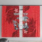 Personalised Dolphins Window Curtain Polynesian Tribal Pattern With Rugby Dolphin Mascot Art