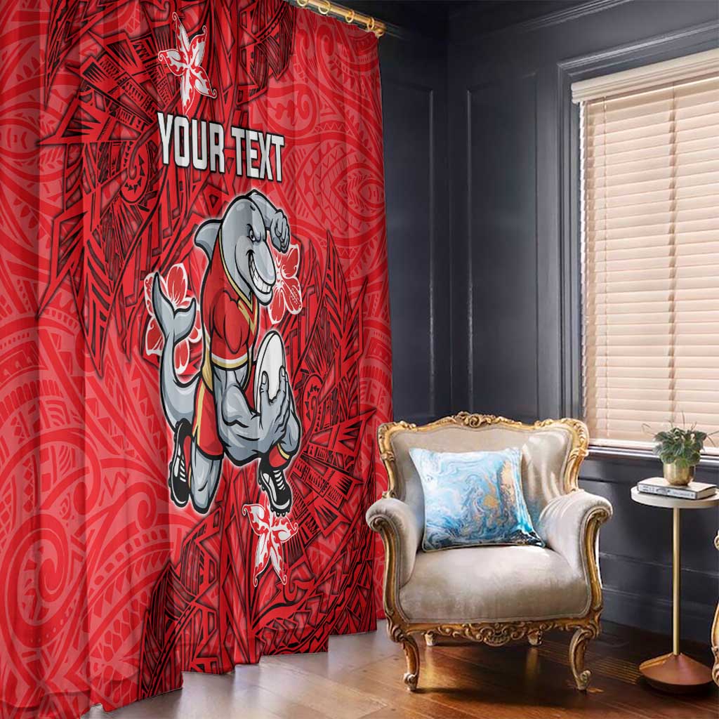Personalised Dolphins Window Curtain Polynesian Tribal Pattern With Rugby Dolphin Mascot Art