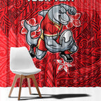 Personalised Dolphins Window Curtain Polynesian Tribal Pattern With Rugby Dolphin Mascot Art