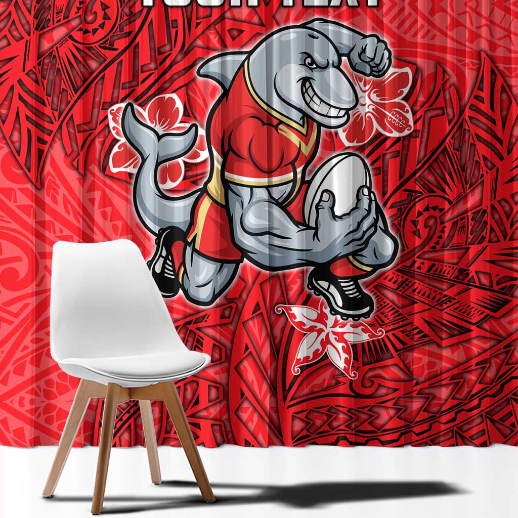 Personalised Dolphins Window Curtain Polynesian Tribal Pattern With Rugby Dolphin Mascot Art