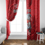 Personalised Dolphins Window Curtain Polynesian Tribal Pattern With Rugby Dolphin Mascot Art
