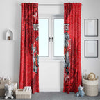 Personalised Dolphins Window Curtain Polynesian Tribal Pattern With Rugby Dolphin Mascot Art