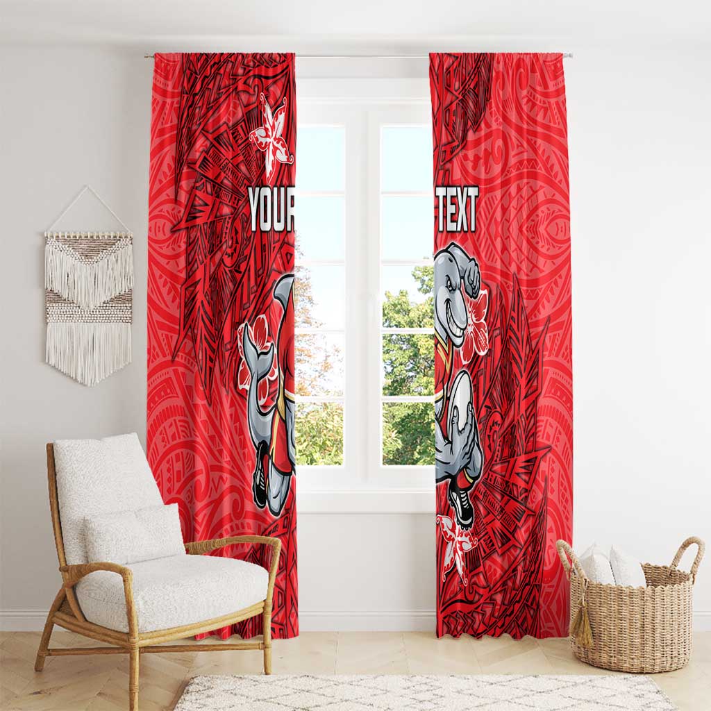 Personalised Dolphins Window Curtain Polynesian Tribal Pattern With Rugby Dolphin Mascot Art