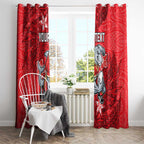 Personalised Dolphins Window Curtain Polynesian Tribal Pattern With Rugby Dolphin Mascot Art