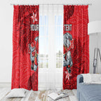 Personalised Dolphins Window Curtain Polynesian Tribal Pattern With Rugby Dolphin Mascot Art