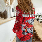 Personalised Dolphins Women Casual Shirt Polynesian Tribal Pattern With Rugby Dolphin Mascot Art