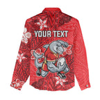 Personalised Dolphins Women Casual Shirt Polynesian Tribal Pattern With Rugby Dolphin Mascot Art