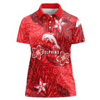 Personalised Dolphins Women Polo Shirt Polynesian Tribal Pattern With Rugby Dolphin Mascot Art