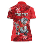 Personalised Dolphins Women Polo Shirt Polynesian Tribal Pattern With Rugby Dolphin Mascot Art