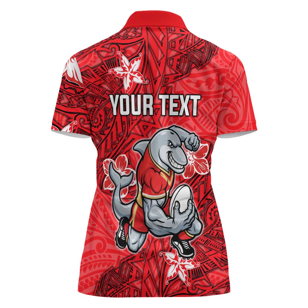 Personalised Dolphins Women Polo Shirt Polynesian Tribal Pattern With Rugby Dolphin Mascot Art