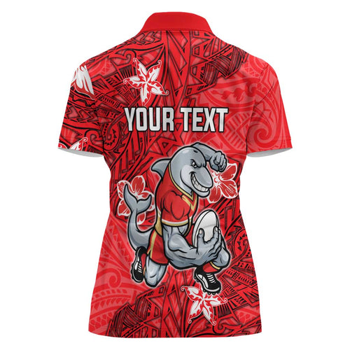 Personalised Dolphins Women Polo Shirt Polynesian Tribal Pattern With Rugby Dolphin Mascot Art