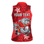 Personalised Dolphins Women Sleeveless Polo Shirt Polynesian Tribal Pattern With Rugby Dolphin Mascot Art