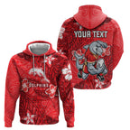Personalised Dolphins Zip Hoodie Polynesian Tribal Pattern With Rugby Dolphin Mascot Art