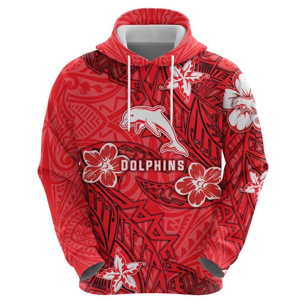 Personalised Dolphins Zip Hoodie Polynesian Tribal Pattern With Rugby Dolphin Mascot Art