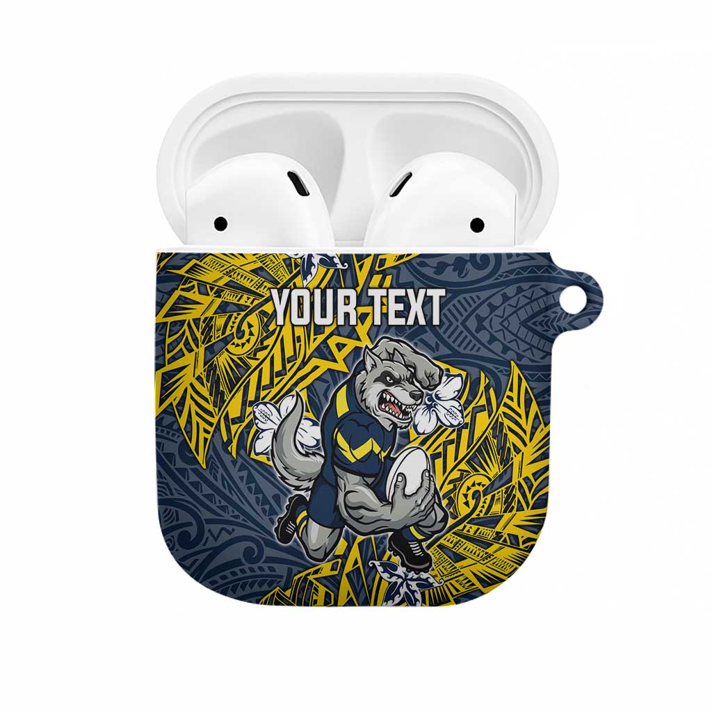 Personalised North Queensland Cowboys AirPods Case Polynesian Tribal Pattern With Rugby Bull Mascot Art