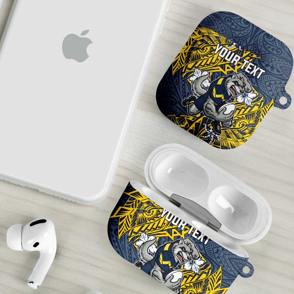 Personalised North Queensland Cowboys AirPods Case Polynesian Tribal Pattern With Rugby Bull Mascot Art