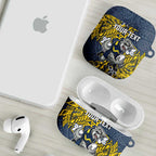 Personalised North Queensland Cowboys AirPods Case Polynesian Tribal Pattern With Rugby Bull Mascot Art