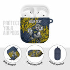 Personalised North Queensland Cowboys AirPods Case Polynesian Tribal Pattern With Rugby Bull Mascot Art