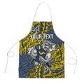 Personalised North Queensland Cowboys Apron Polynesian Tribal Pattern With Rugby Bull Mascot Art