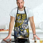 Personalised North Queensland Cowboys Apron Polynesian Tribal Pattern With Rugby Bull Mascot Art