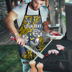 Personalised North Queensland Cowboys Apron Polynesian Tribal Pattern With Rugby Bull Mascot Art