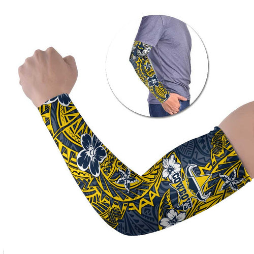 Personalised North Queensland Cowboys Arm Sleeves Polynesian Tribal Pattern With Rugby Bull Mascot Art