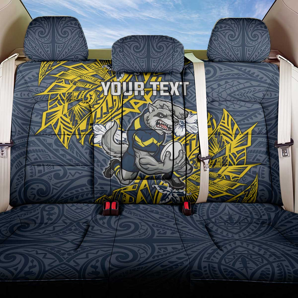 Personalised North Queensland Cowboys Back Car Seat Cover Polynesian Tribal Pattern With Rugby Bull Mascot Art