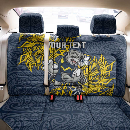 Personalised North Queensland Cowboys Back Car Seat Cover Polynesian Tribal Pattern With Rugby Bull Mascot Art