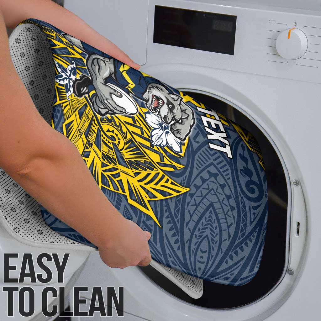 Personalised North Queensland Cowboys Bathroom Set Polynesian Tribal Pattern With Rugby Bull Mascot Art
