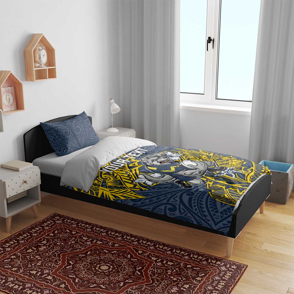 Personalised North Queensland Cowboys Bedding Set Polynesian Tribal Pattern With Rugby Bull Mascot Art
