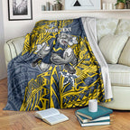 Personalised North Queensland Cowboys Blanket Polynesian Tribal Pattern With Rugby Bull Mascot Art