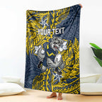 Personalised North Queensland Cowboys Blanket Polynesian Tribal Pattern With Rugby Bull Mascot Art
