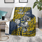Personalised North Queensland Cowboys Blanket Polynesian Tribal Pattern With Rugby Bull Mascot Art