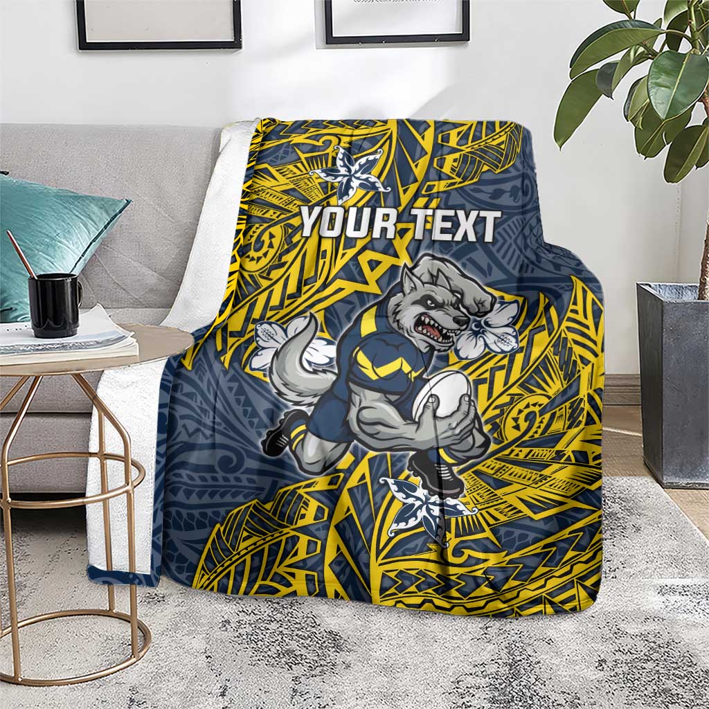 Personalised North Queensland Cowboys Blanket Polynesian Tribal Pattern With Rugby Bull Mascot Art
