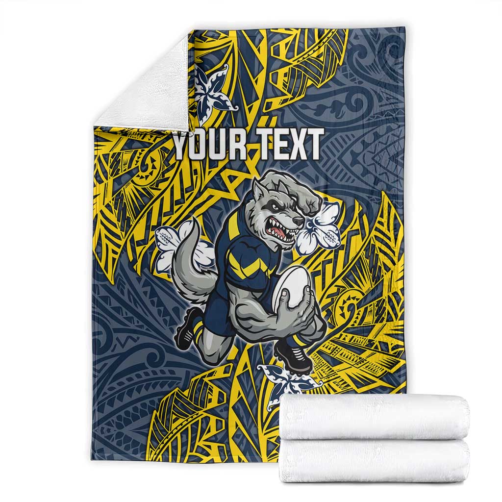 Personalised North Queensland Cowboys Blanket Polynesian Tribal Pattern With Rugby Bull Mascot Art