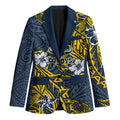 Personalised North Queensland Cowboys Blazer Polynesian Tribal Pattern With Rugby Bull Mascot Art