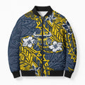 Personalised North Queensland Cowboys Bomber Puffer Jacket Polynesian Tribal Pattern With Rugby Bull Mascot Art