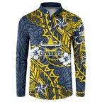 Personalised North Queensland Cowboys Button Sweatshirt Polynesian Tribal Pattern With Rugby Bull Mascot Art
