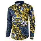 Personalised North Queensland Cowboys Button Sweatshirt Polynesian Tribal Pattern With Rugby Bull Mascot Art